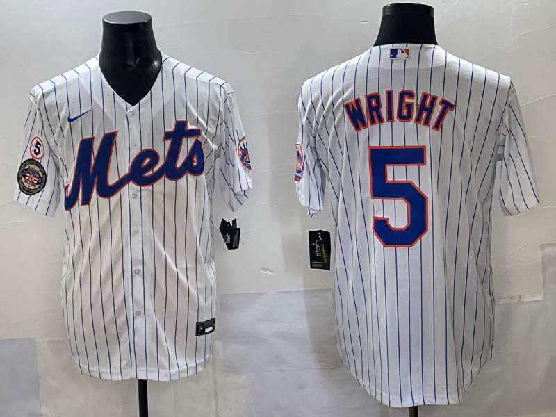 Men 2025 New York Mets #5 Wright white MLB Nike jersey style 5->new york mets->MLB Jersey